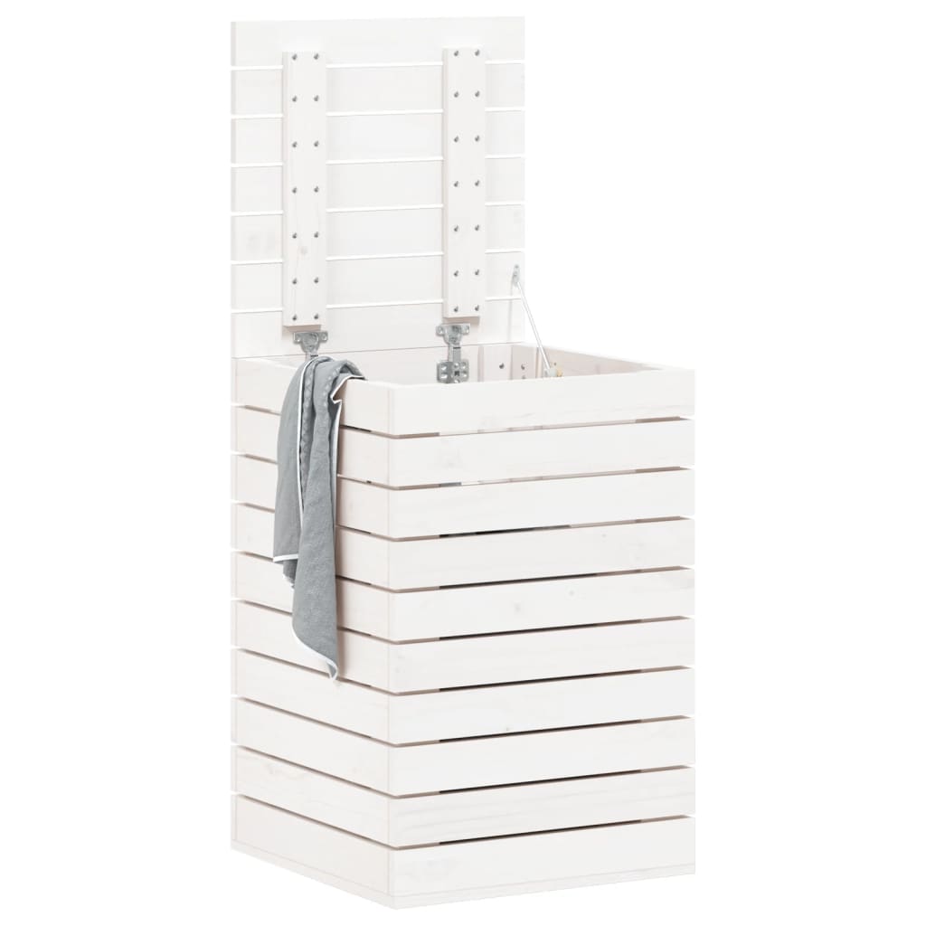 Panier à laverie Vidaxl 44x44x66 cm Pine solide blanc