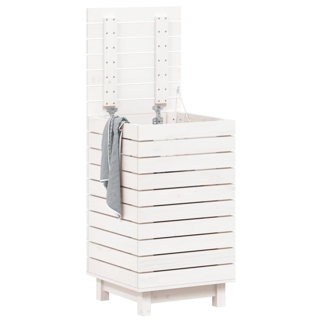 Panier à laverie Vidaxl 44x44x76 cm Pine solide blanc