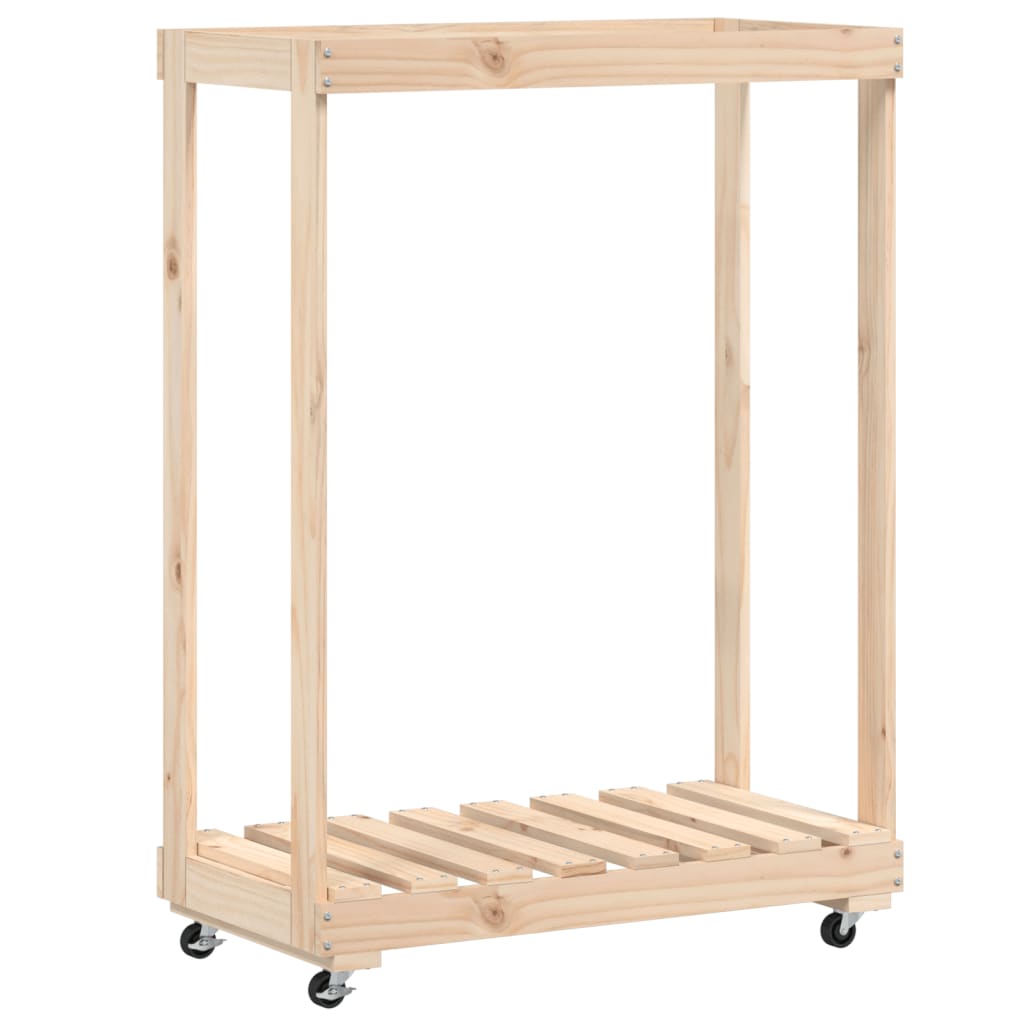 Porte-bloc de bois Vidaxl avec roues 76.5x40x108 cm Pine solide