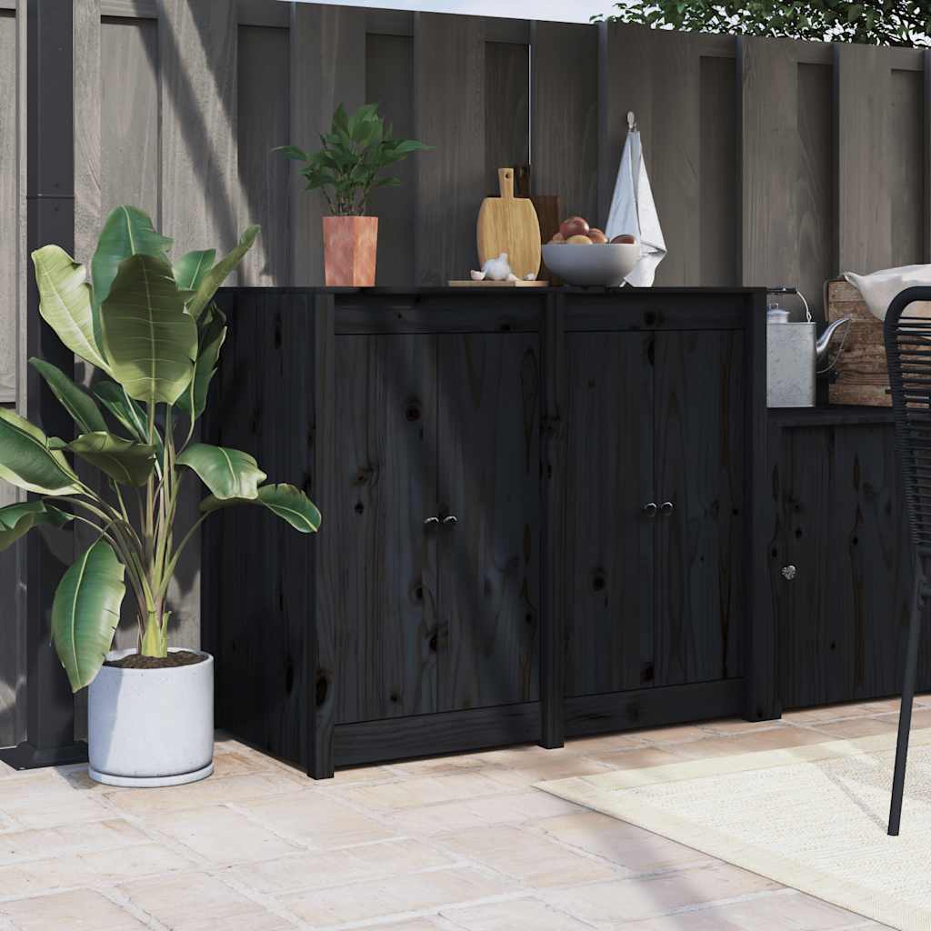Portes d'armoire Vidaxl pour cuisine extérieure 2 ST 50x9x82 cm Bois de pin noir