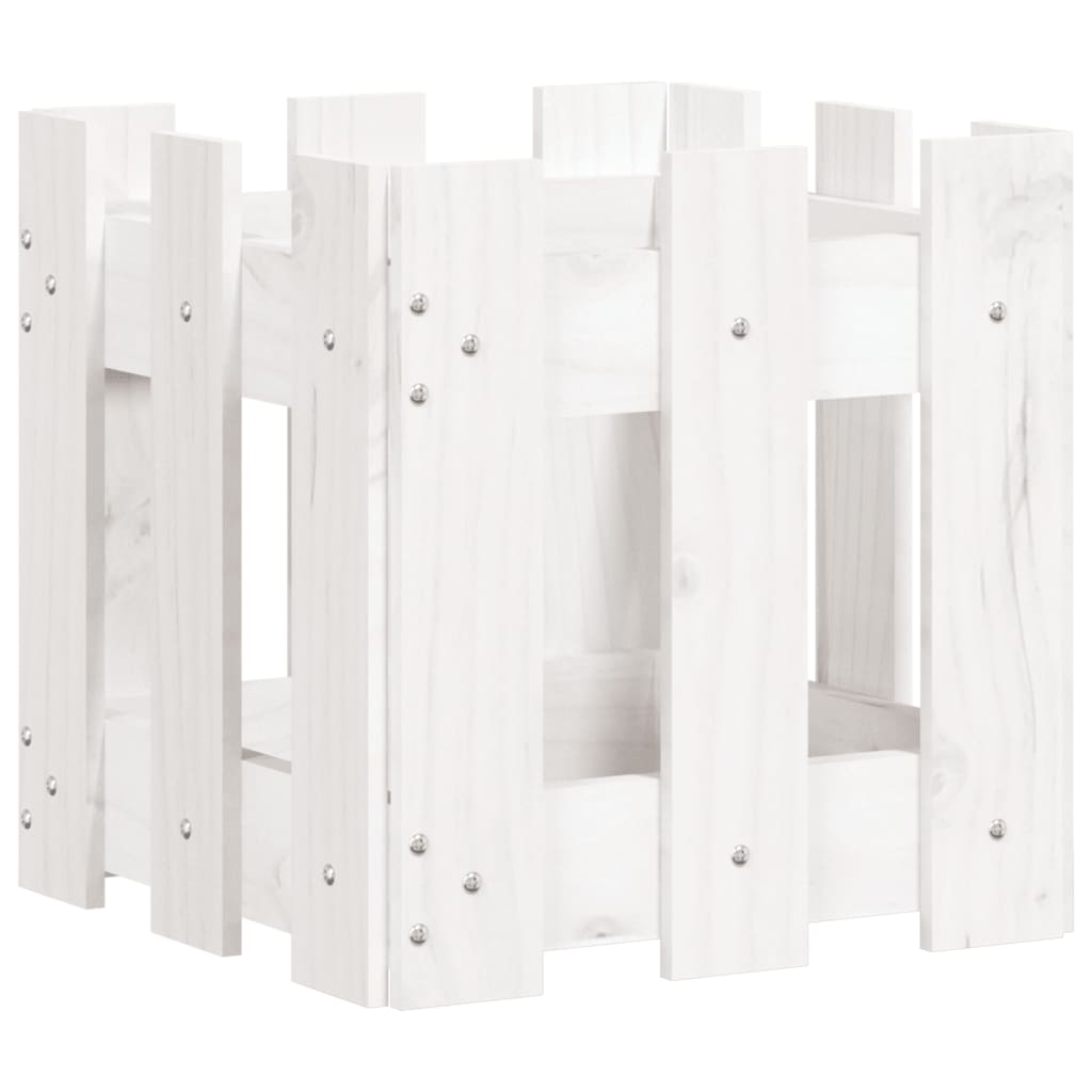 Boîte de planification Vidaxl avec clôture 30x30x30 cm en pin solide blanc