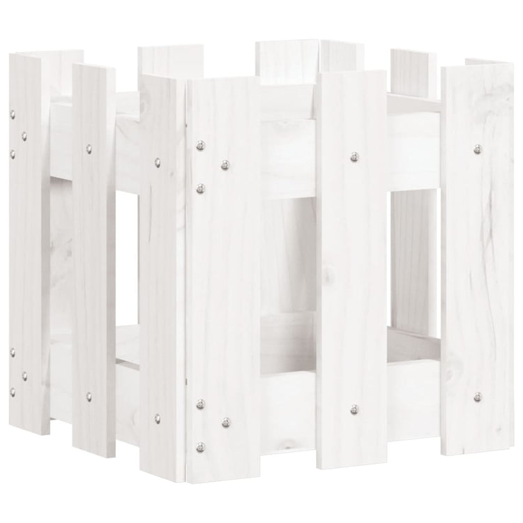 Boîte de planification Vidaxl avec clôture 30x30x30 cm en pin solide blanc