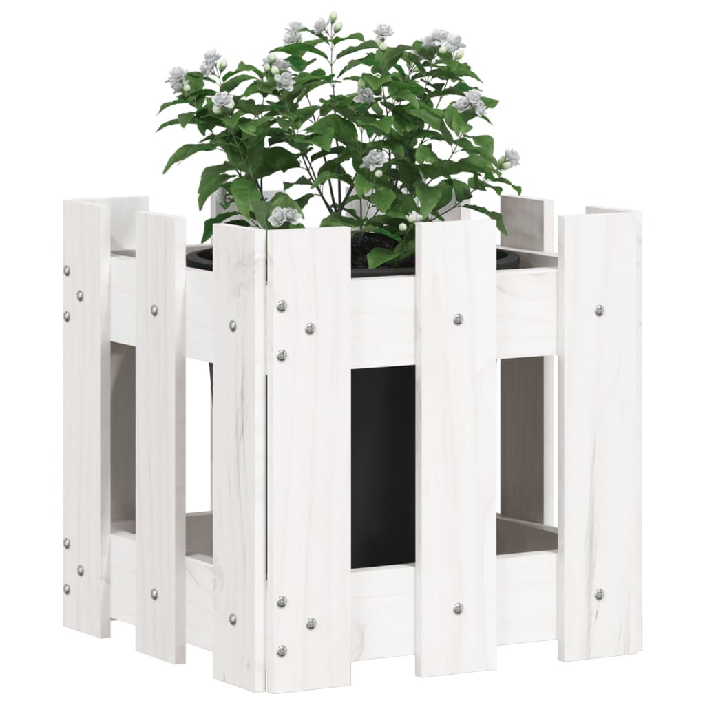 Boîte de planification Vidaxl avec clôture 30x30x30 cm en pin solide blanc