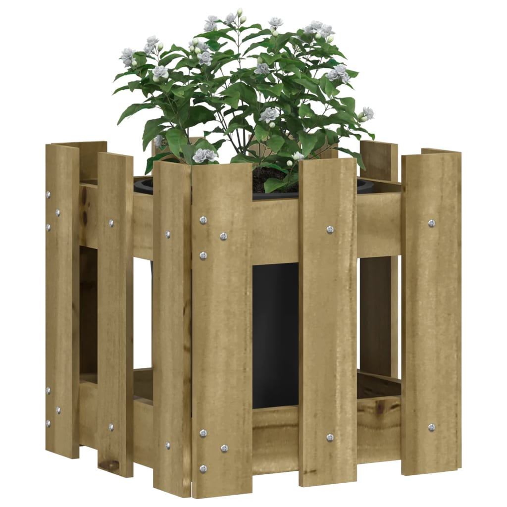 Jardinière Vidaxl avec clôture 30x30x30 cm en bois de pin imprégné