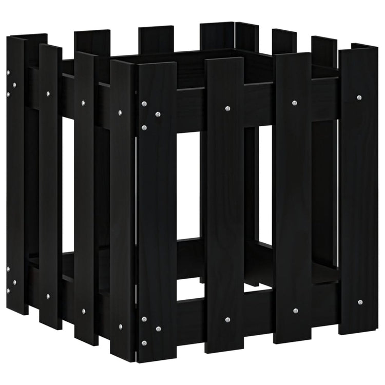 Boîte de planification Vidaxl avec conception de clôture 40x40x40 cm en pin solide noir