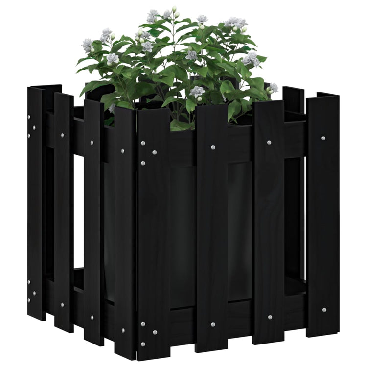 Boîte de planification Vidaxl avec conception de clôture 40x40x40 cm en pin solide noir