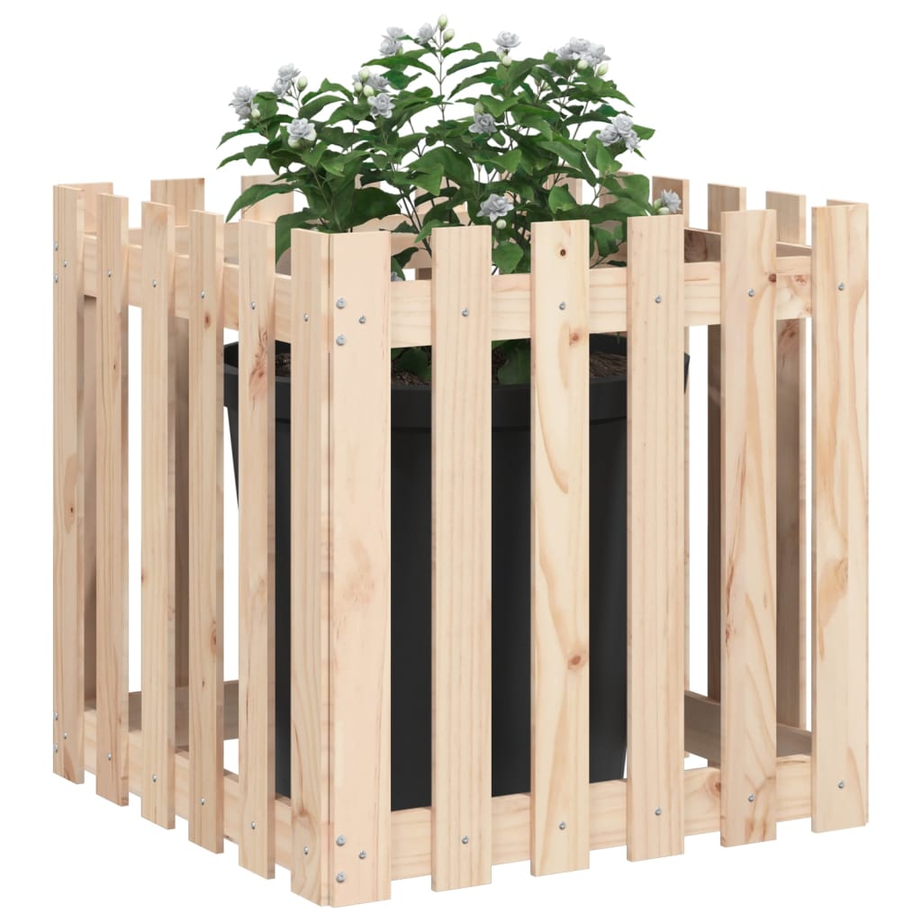 Boîte de planification Vidaxl avec clôture 60x60x60 cm Pine solide