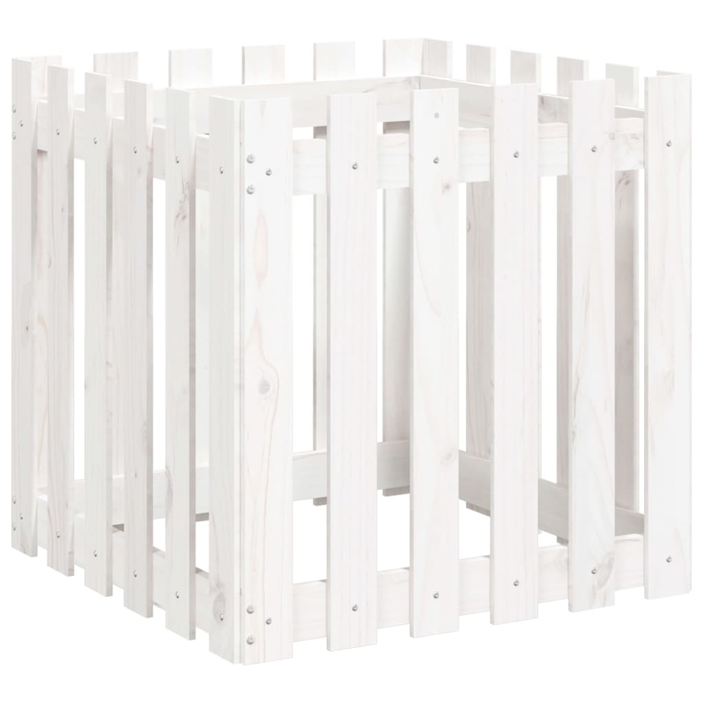 Boîte de planification Vidaxl avec clôture 60x60x60 cm en pin solide blanc
