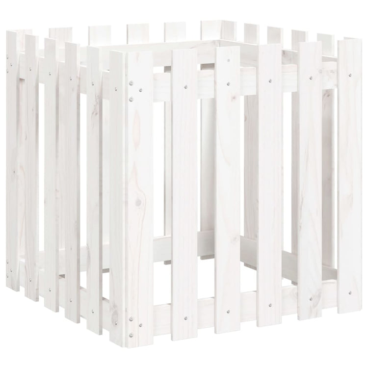 Boîte de planification Vidaxl avec clôture 60x60x60 cm en pin solide blanc