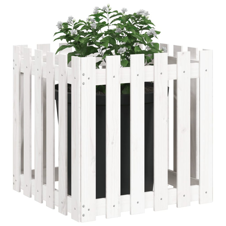 Boîte de planification Vidaxl avec clôture 60x60x60 cm en pin solide blanc