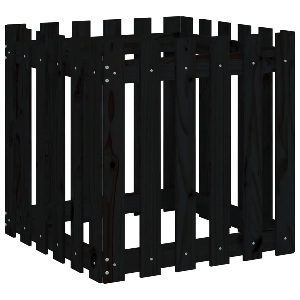 Boîte de planification Vidaxl avec clôture 60x60x60 cm en pin solide noir