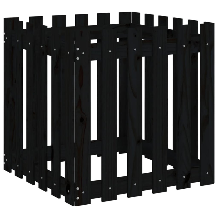 Boîte de planification Vidaxl avec clôture 60x60x60 cm en pin solide noir