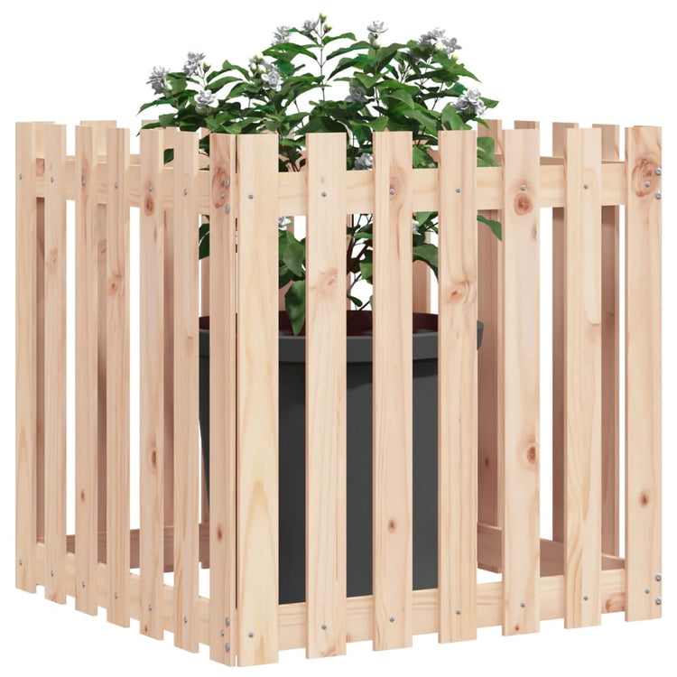 Boîte de planification Vidaxl avec clôture 70x70x70 cm Pine solide