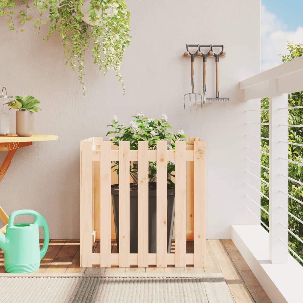 Boîte de planification Vidaxl avec clôture 70x70x70 cm Pine solide