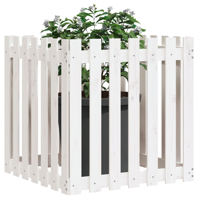 Boîte de planification Vidaxl avec clôture 70x70x70 cm en pin solide blanc