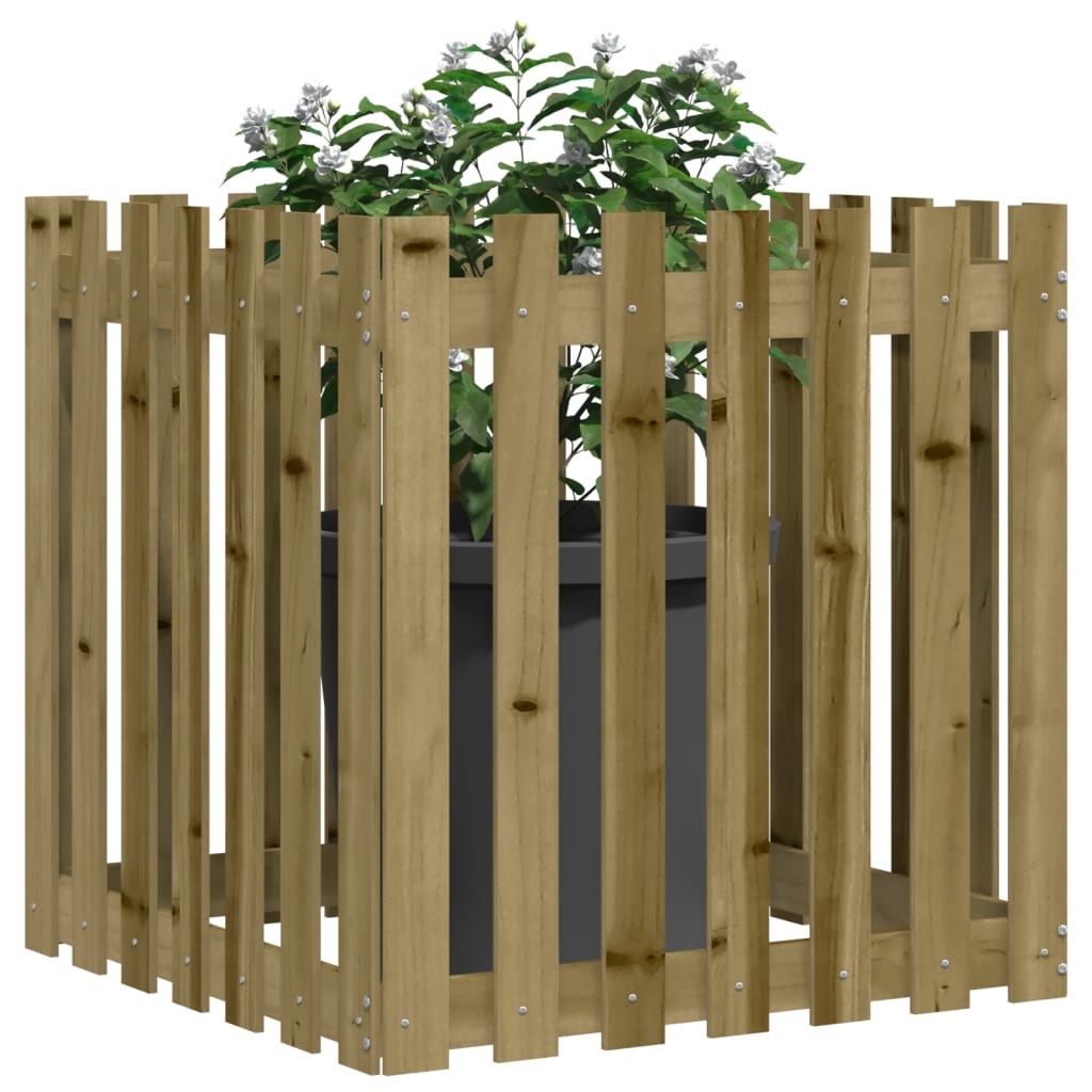 Jardinière Vidaxl avec clôture 70x70x70 cm Pine imprégnée