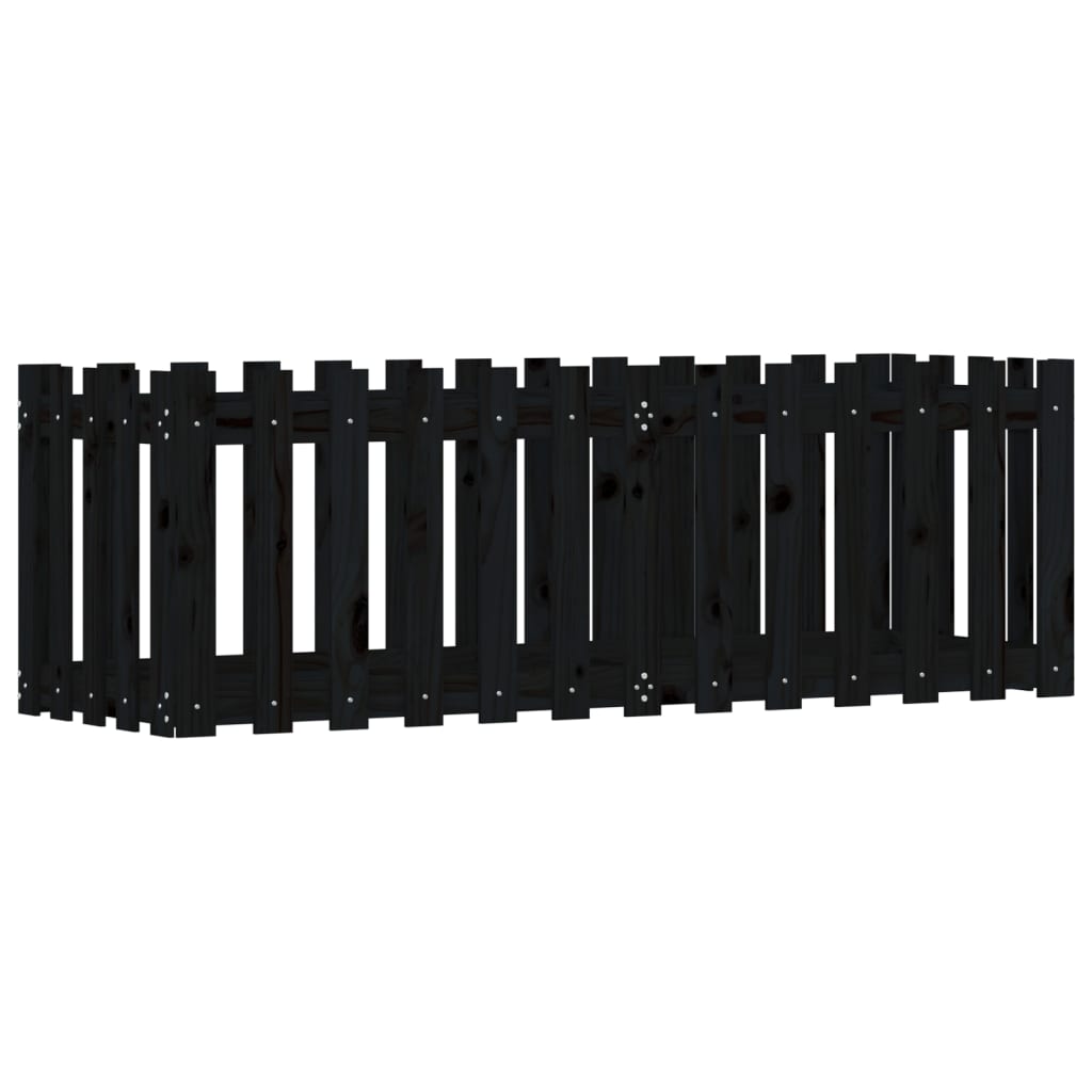 Boîte de planification Vidaxl Escriptions surélevées 150x50x50 cm en bois de pin noir