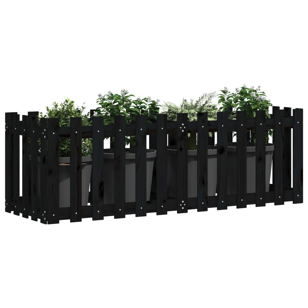 Boîte de planification Vidaxl Escriptions surélevées 150x50x50 cm en bois de pin noir