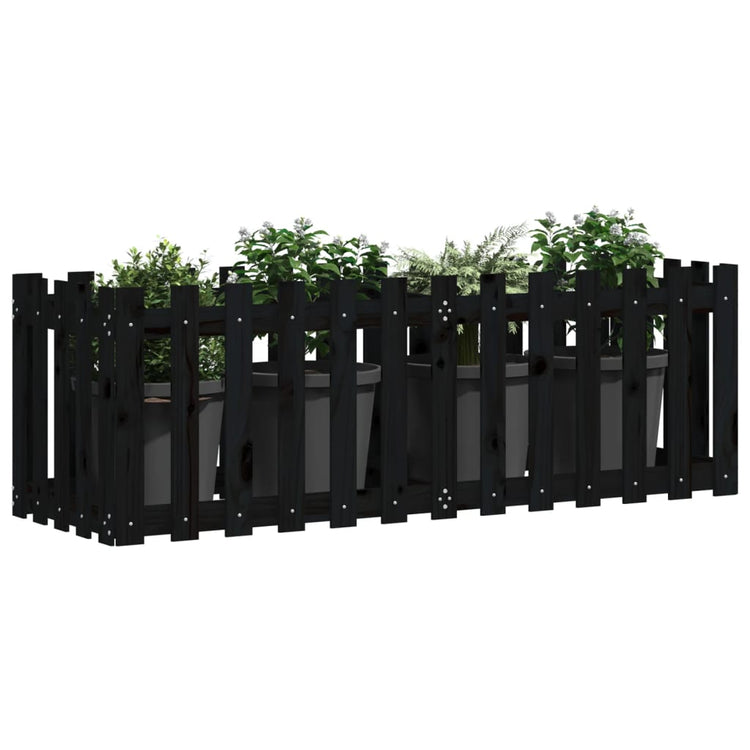 Boîte de planification Vidaxl Escriptions surélevées 150x50x50 cm en bois de pin noir
