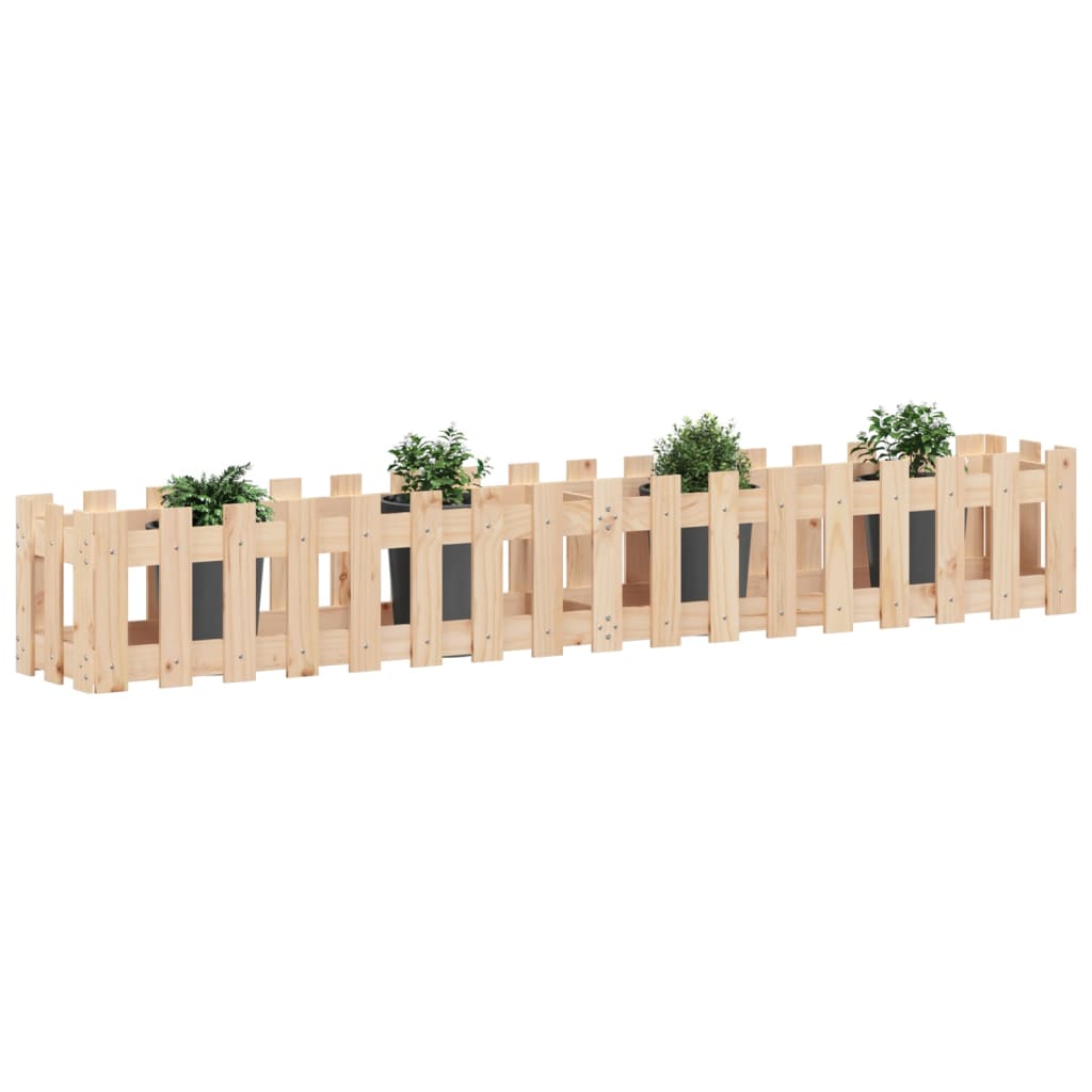 Planteur Vidaxl élevé avec conception de clôture 200x30x30 cm en bois de pin