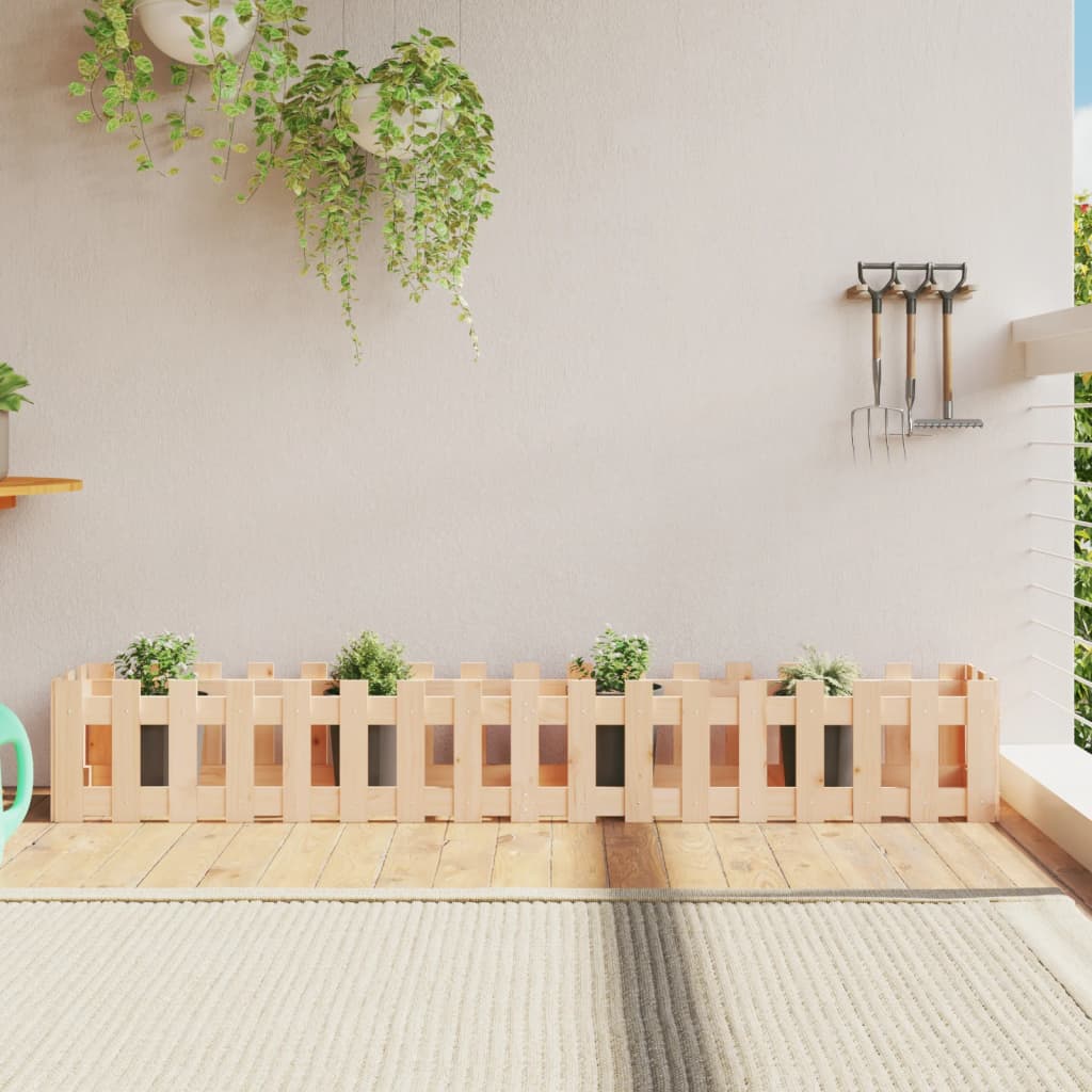 Planteur Vidaxl élevé avec conception de clôture 200x30x30 cm en bois de pin