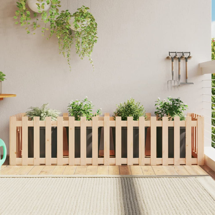 Planteur vidaxl surélevé avec une clôture 200x50x50 cm en bois de pin