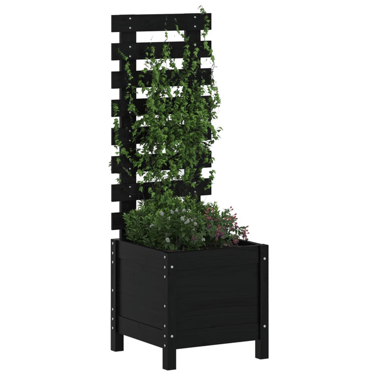 Planteur vidaxl avec rack 39x39.5x114 cm en pin de pin massif noir
