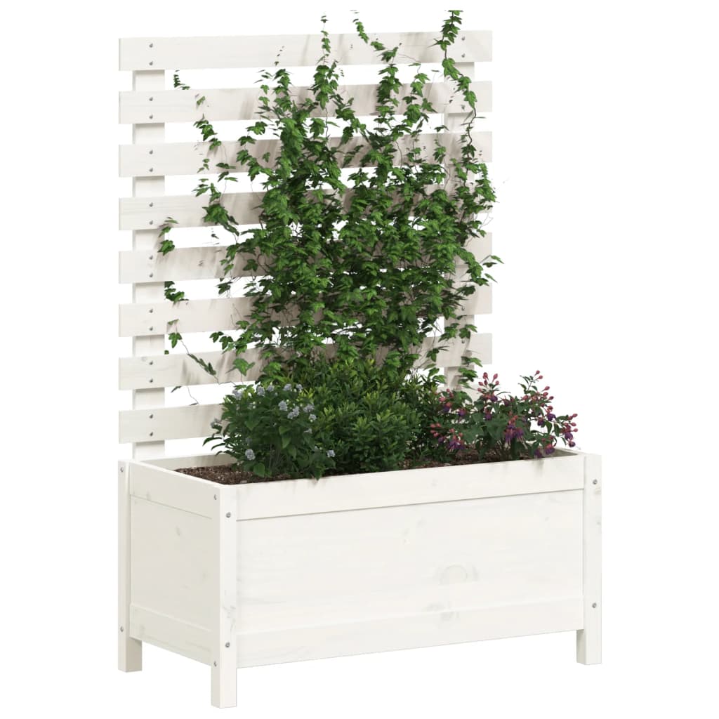 Planteur vidaxl avec rack 79x39.5x114 cm en pin massif blanc