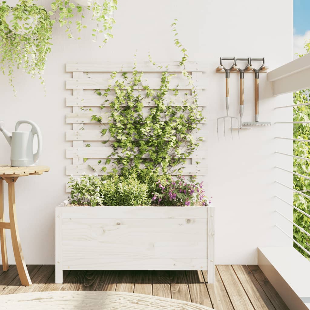 Planteur vidaxl avec rack 79x39.5x114 cm en pin massif blanc