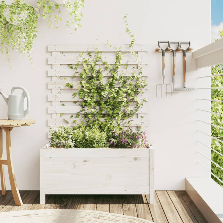 Planteur vidaxl avec rack 79x39.5x114 cm en pin massif blanc