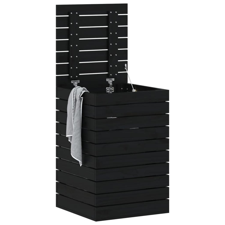 Panier à laverie Vidaxl 44x44x66 cm Pine solide noir