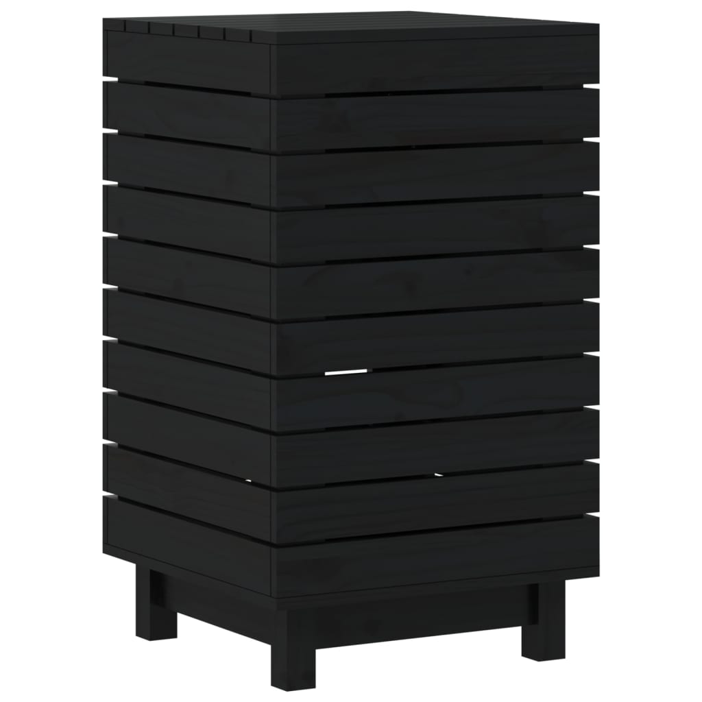 Panier à laverie Vidaxl 44x44x76 cm Pine solide noir