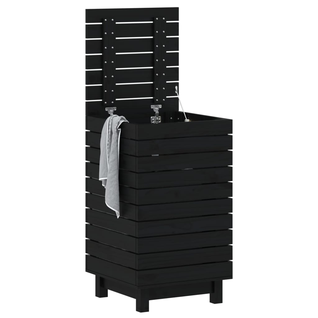 Panier à laverie Vidaxl 44x44x76 cm Pine solide noir