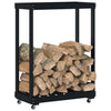 Porte-bloc de bois vidaxl avec roues 76.5x40x108 cm en bois de pin noir