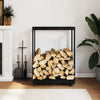 Porte-bloc de bois vidaxl avec roues 76.5x40x108 cm en bois de pin noir