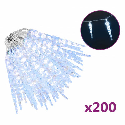 Vidaxl Christmas Lighting Icules 200 Cold White LEDS 20 M acrylique PVC