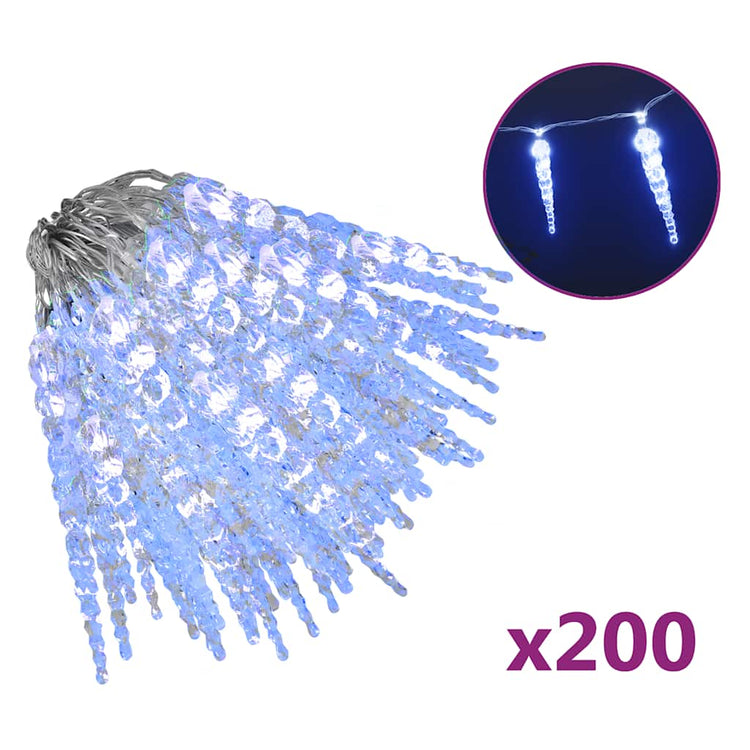 VidaXL Lumières de Noël glaçons 200 LED bleues 20 m PVC acrylique