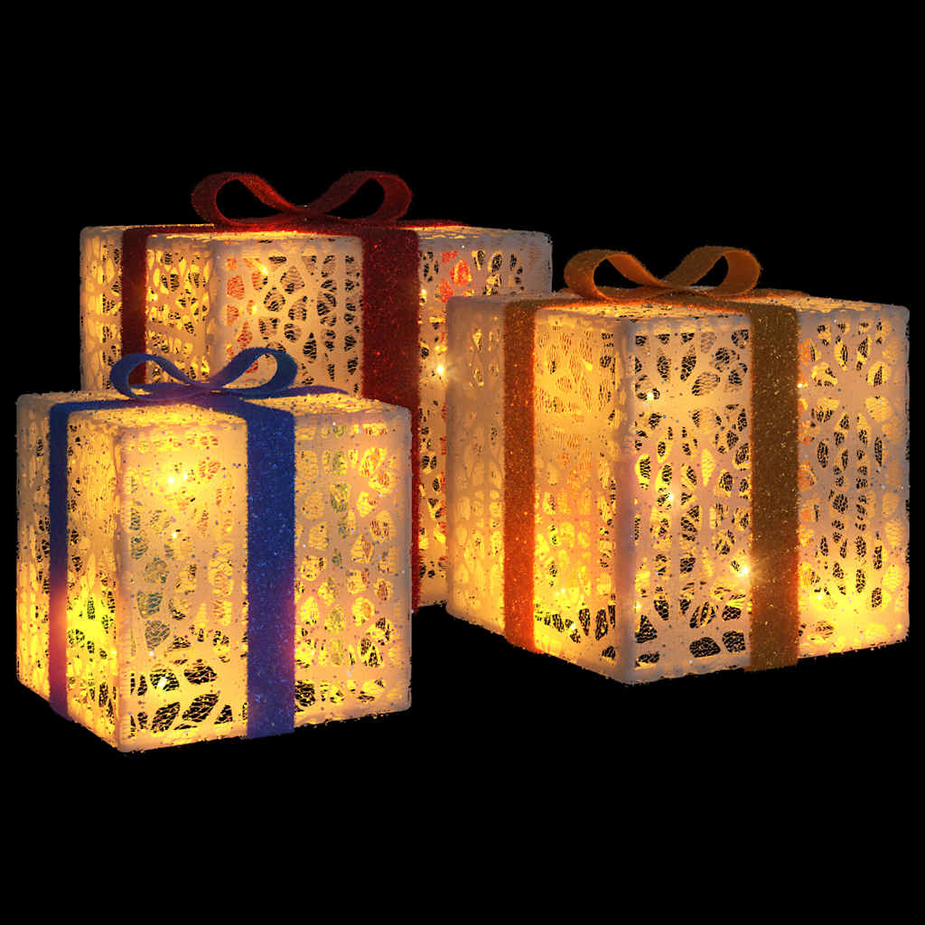 Vidaxl Christmas Figure Boîte-cadeau 3 ST LULEN 64 LEDS BLANCHES CHAUD