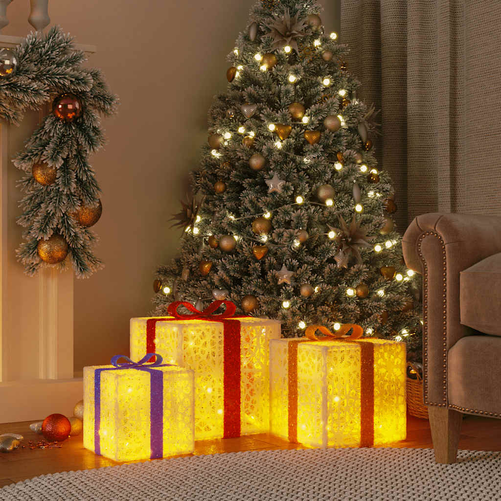 Vidaxl Christmas Figure Boîte-cadeau 3 ST LULEN 64 LEDS BLANCHES CHAUD