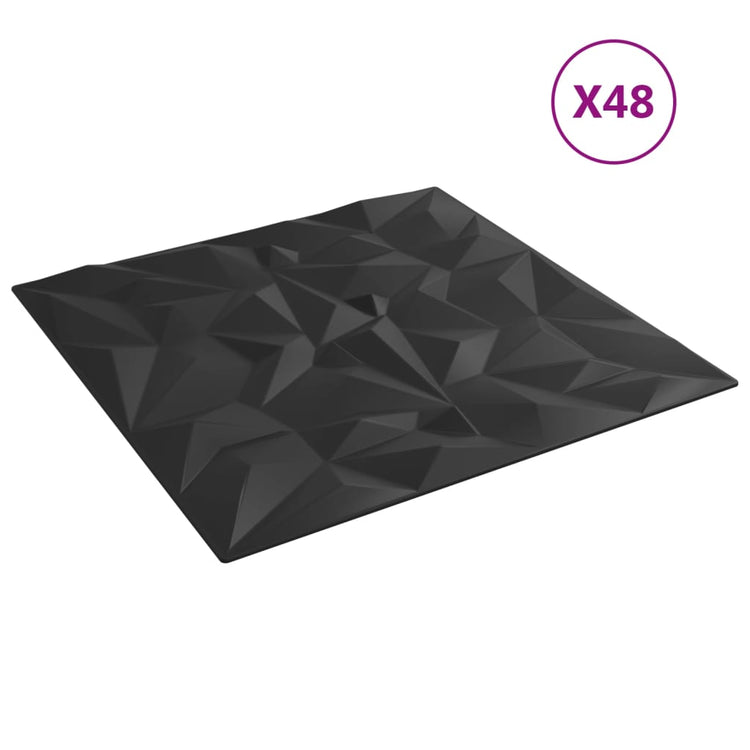 Vidaxl 48 Panneaux muraux St Amethiste 12 m² 50x50 cm xps noir