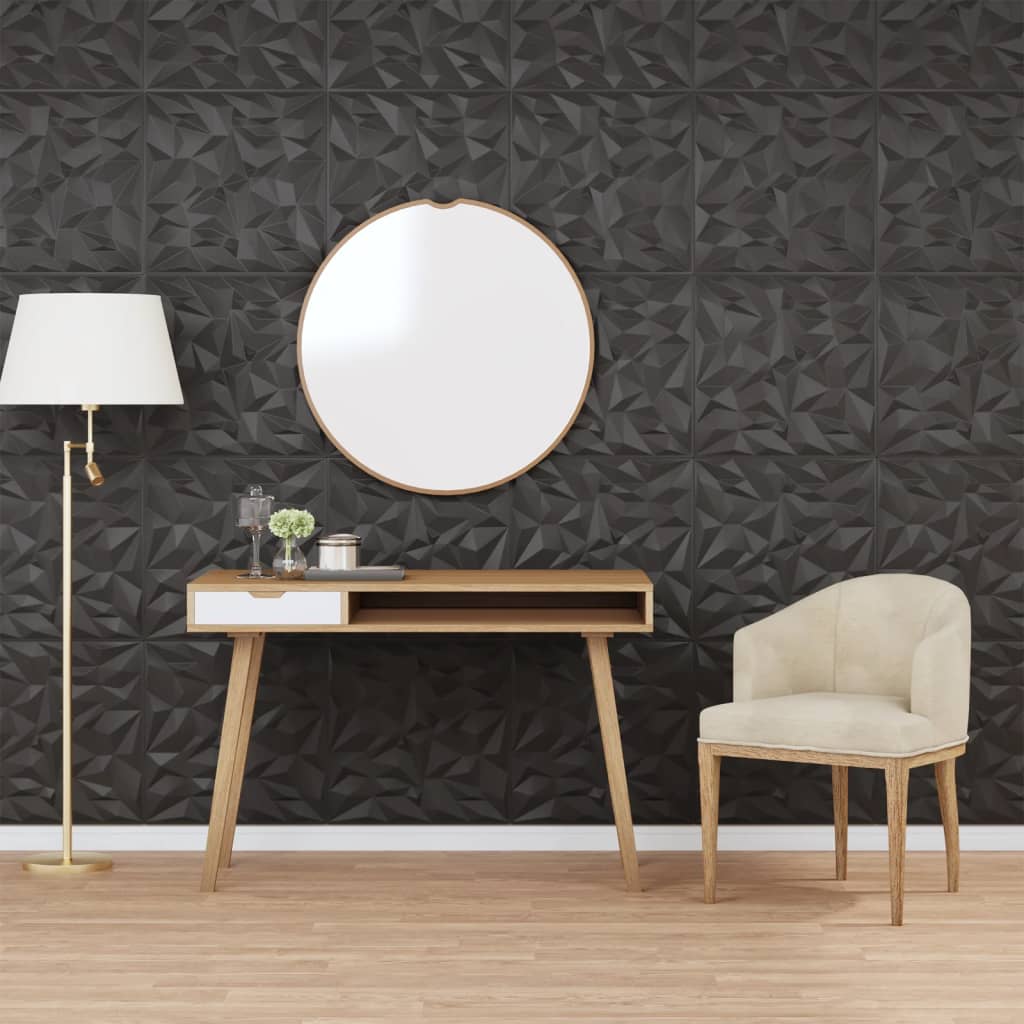 Vidaxl 48 Panneaux muraux St Amethiste 12 m² 50x50 cm xps noir