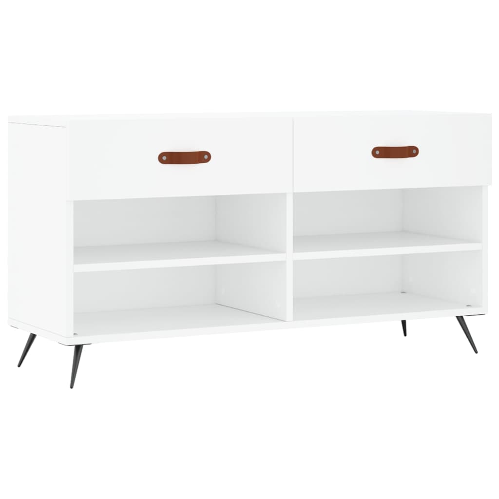 Canapé de chaussure vidaxl 102x35x55 cm en bois transformé blanc
