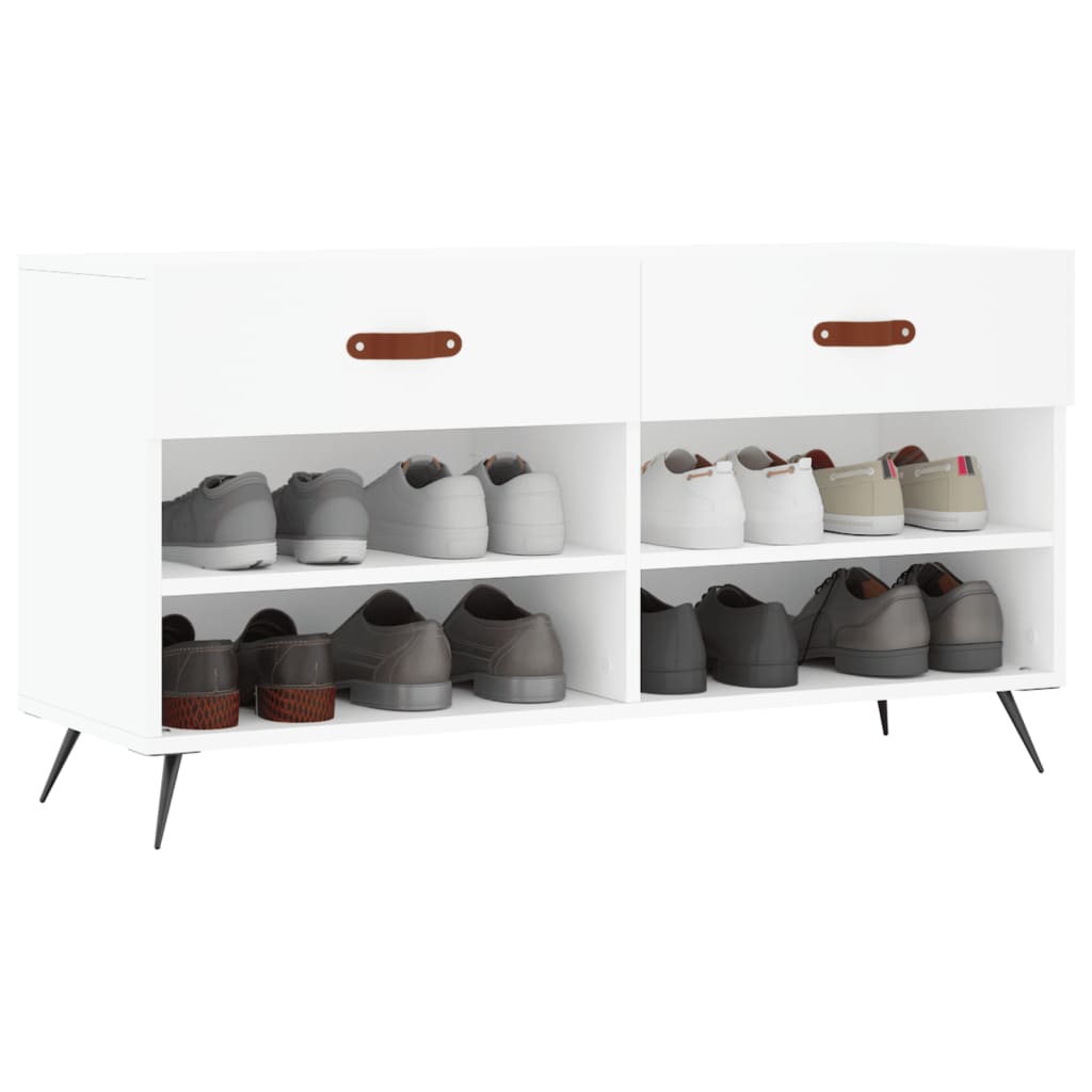 Canapé de chaussure vidaxl 102x35x55 cm en bois transformé blanc