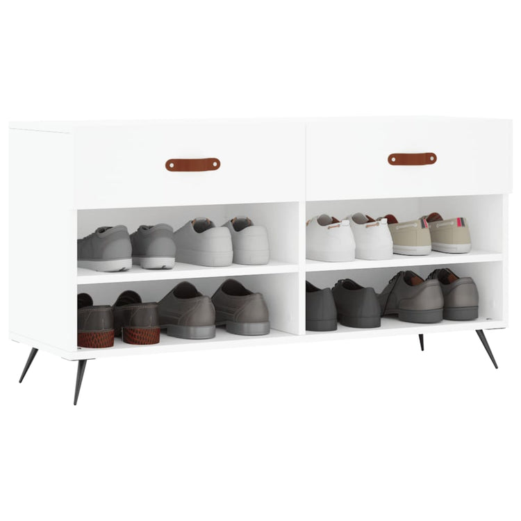 Canapé de chaussure vidaxl 102x35x55 cm en bois transformé blanc