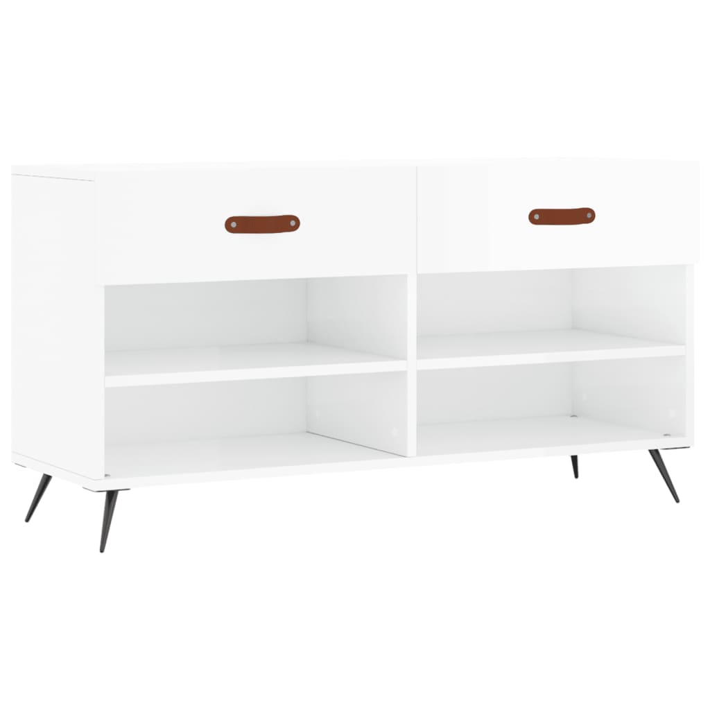 Canapé à chaussures vidaxl 102x35x55 cm bois transformé en bois haut brillant blanc