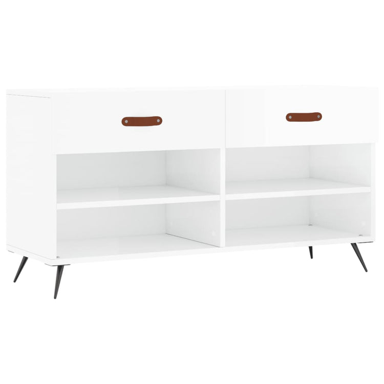 Canapé à chaussures vidaxl 102x35x55 cm bois transformé en bois haut brillant blanc