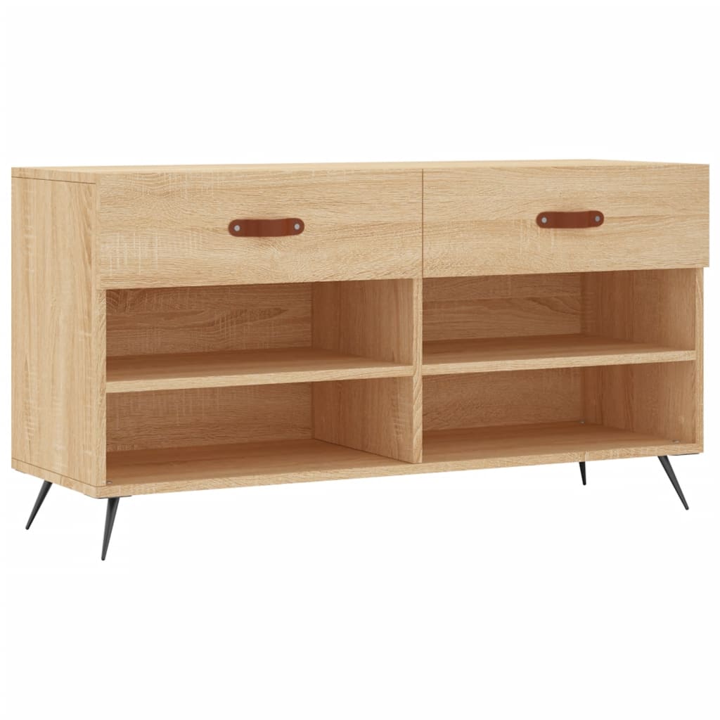 Canapé de chaussure vidaxl 102x35x55 cm en bois de bois de bois de chêne sonoma coloré
