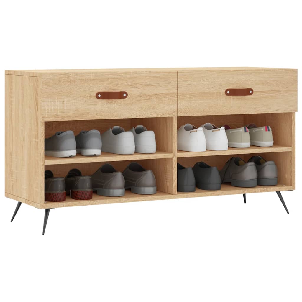 Canapé de chaussure vidaxl 102x35x55 cm en bois de bois de bois de chêne sonoma coloré