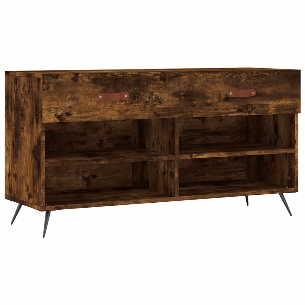 Canapé à chaussures Vidaxl 102x35x55 cm en bois transformé en bois de chêne fumé coloré