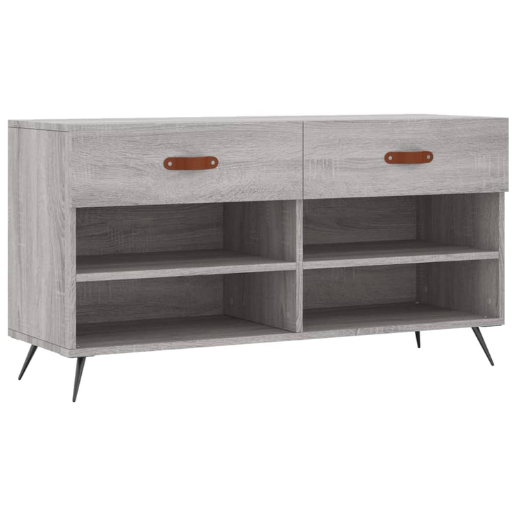 Canapé à chaussures Vidaxl 102x35x55 cm en bois de bois de bois de chêne Gris sonoma